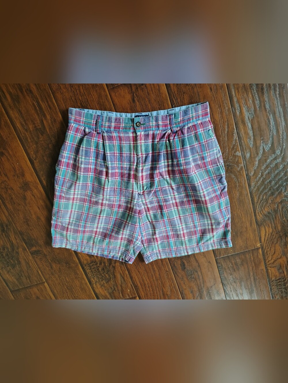 Vintage Y2K Tommy Hilfiger plaid pleated front cotton shorts Size 33